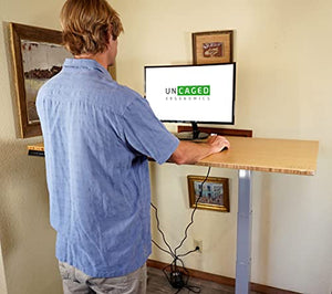 Rise UP Dual Motor Electric Standing Desk 60x30" Bamboo Desktop Premium Ergonomic Adjustable Height sit Stand up Home Office Computer Desk Table Motorized Powered Modern Furniture Small Standup