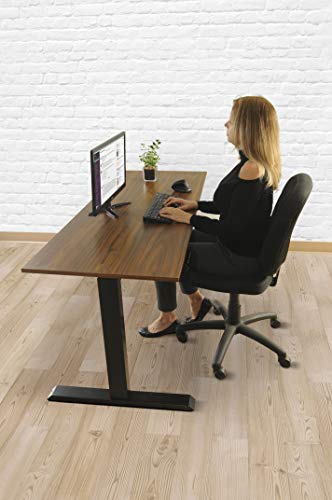 TechOrbits Electric Standing Desk Frame 60 x 24 Inch Tabletop - Motorized Workstation Two Leg Stand Up Desk with Memory Settings and Telescopic Sit Stand Height Adjustment (Black Frame/Wood Top)