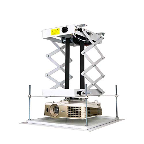 CGOLDENWALL Electric Projector Lift Motorized Projector Mount Projector Hanger Electric Ceiling Mount Bracket for Cinema Hall School Max Load 20kg/ Base Plate 600X600mm (Running Distance: 0.7 M)