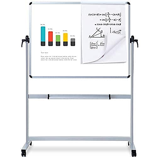 VIZ-PRO Double-Sided Magnetic Mobile Whiteboard,72 x 40 Inches Aluminium Frame and Stand