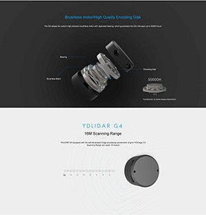 SmartFly info YDLIDAR G4 - Lidar Laser Rangefinder, 2D Laser Scanner for ROS SLAM Robot