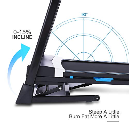 3.25HP Folding Treadmill, Electric Automatic Incline Treadmill, Easy Assembly Fitness Motorized Running Jogging Machine with APP Control (Black)