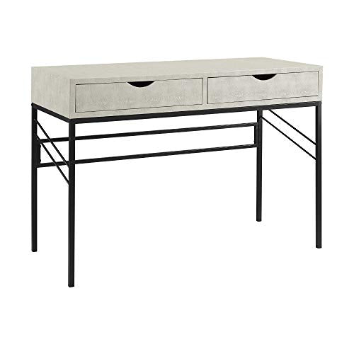 Walker Edison 2 Drawer Modern Wood and Metal Computer Writing Desk Home Office Workstation Small 44 Inch, Off White