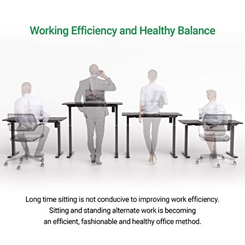 HisoHu Electric Height Adjustable Standing Computer Desk, Ergonomic Sit Stand Home Office Workstation Table(48 x 24 Inches Black Tabletop/Black Bracket)