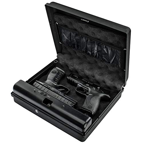 GunVault MicroVault XL Portable Large Gun Safe with Illuminated No-Eyes Digital Keypad and Security Cable (2 Pistol Capacity)