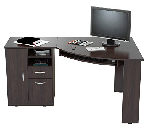 Inval America L-Shaped Corner Desk, Espresso