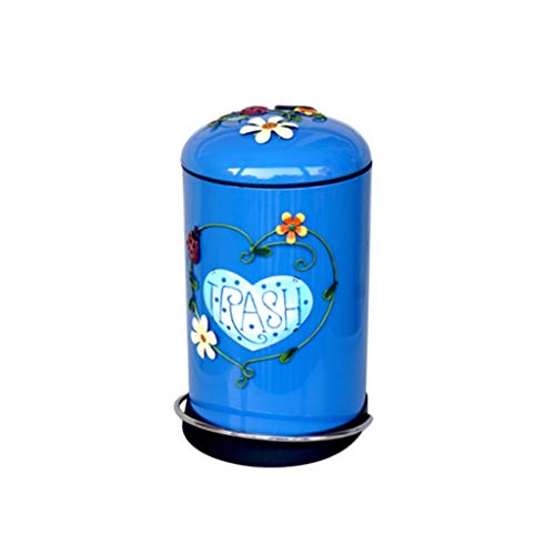 Indoor Trash Cans Trash Cans Vintage Toilet Kitchen Bedroom Livingroom Trash Pedal with Lid 3D Pattern Creative Metal Wastebasket for Home Garbage Cans for Kitchen Office Outdoor
