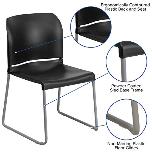 Flash Furniture HERCULES Series 5 Pack Black Stack Chair - 880 lb. Capacity