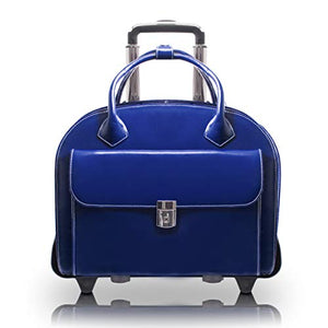 McKleinUSA Glen Ellyn 94367 W Series Italian Leather Detachable-Wheeled Ladies Briefcase (Navy)