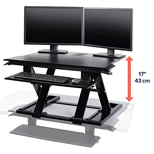 Ergotron WorkFit-TX Standing Desk Converter, Dual Monitor Sit Stand Riser - 32 Inch, Black