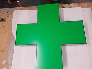 Green Medical Cross, Hybrid LED Lit with Halo Lighting, Outdoor/Indoor - Weather Resistant, Storefront Sign. Installation Template and Power Supply Included. (24 Inches)