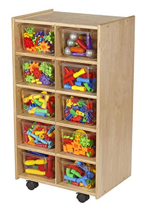 Childcraft Mobile Cubby Unit with Locking Casters, 10 Tray Capacity