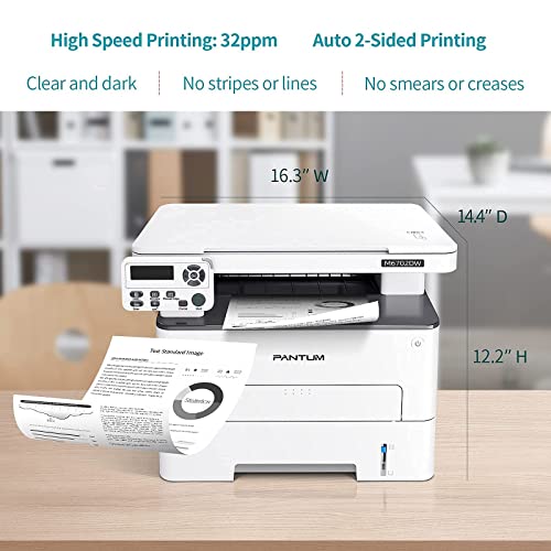Laserjet Machine Printers All in One Monochrome Wireless Laser Printer Scanner Copier Black and White Multifunction Printer with Duplex 2-Sided Print&Copy 32ppm M6702DW(W1P78J) Pantum with TL-410H
