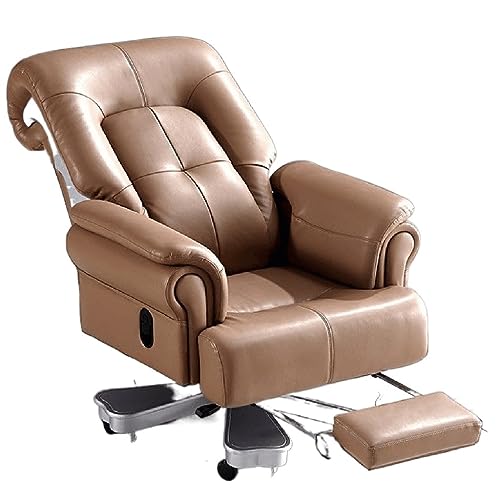 None MADALIAN Fully Reclining Executive Leather Office Chair (Color: E, Size: As Shown)