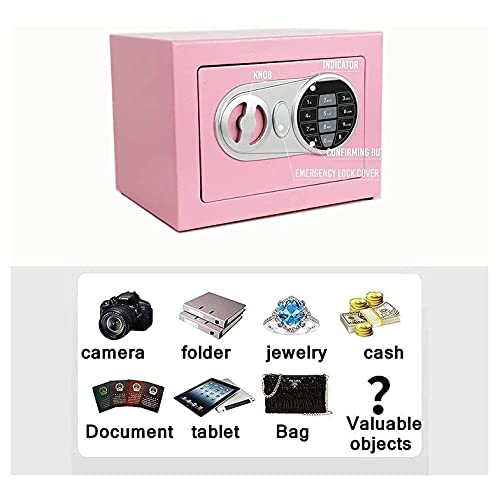 Jiaong 6.7" Mini Safe for Home Security Safe Box with Digital Combination Lock | Small Bedside Safe Wall Safe Anti-Theft Cabinet Safe Protect Cash Documents Jewelry Valuables (Pink)