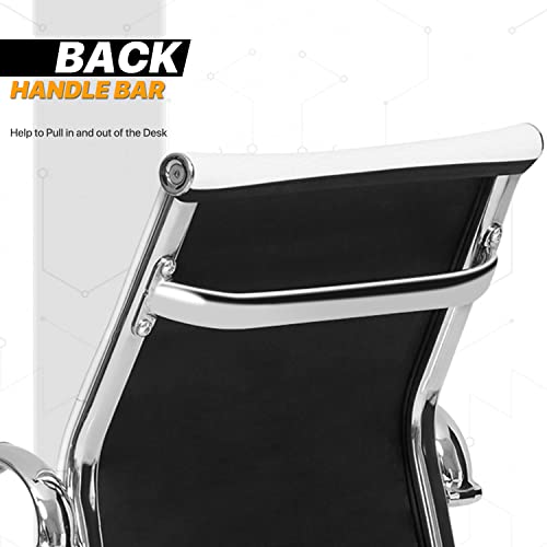 MoNiBloom PU Leather Office Guest Chair, Mid Back, Sled Base, Armrest, White, 2 Piece