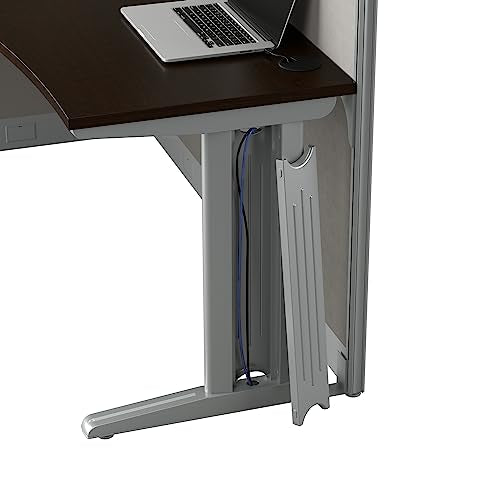 Bush Business Furniture Office in an Hour 3 Person L Shaped Cubicle Workstations in Mocha Cherry