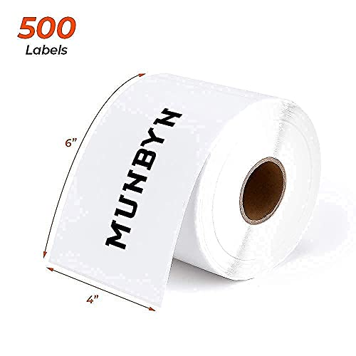 MUNBYN Thermal Label Printer, with Pack of 500 4x6 Roll Labels and Label Holder,High Speed Direct USB Thermal Barcode 4×6 Shipping Label Printer Marker