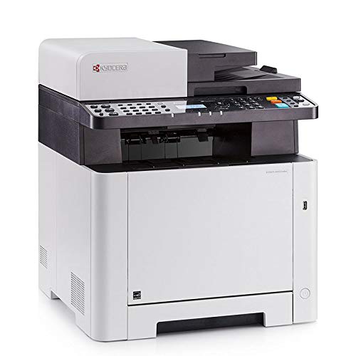 Kyocera ECOSYS M5521cdw, 22ppm Copy/Scan/Print/Fax Color Laser MFP. Standard 1200dpi, ADF, 5 Line LCD & Hard Key Control Panel, Duplex, Wireless & Wi-Fi Direct, USB, Gigabit Ethernet, 512MB Memory