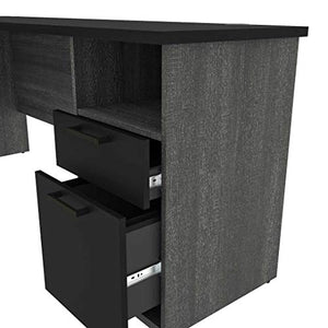 Bestar Norma 71W U or L-Shaped Desk in Black & Bark Gray