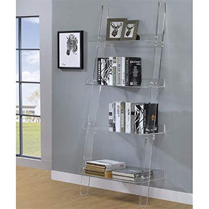 Bowery Hill Modern 4 Shelf Clear Acrylic Ladder Bookcase