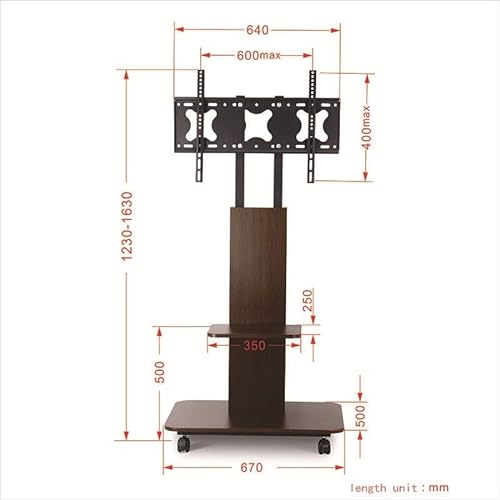 OLLiNs Floor TV Stand for 32-65 Inch Flat Screen TVs - Height Adjustable & Mobile Cart Stand