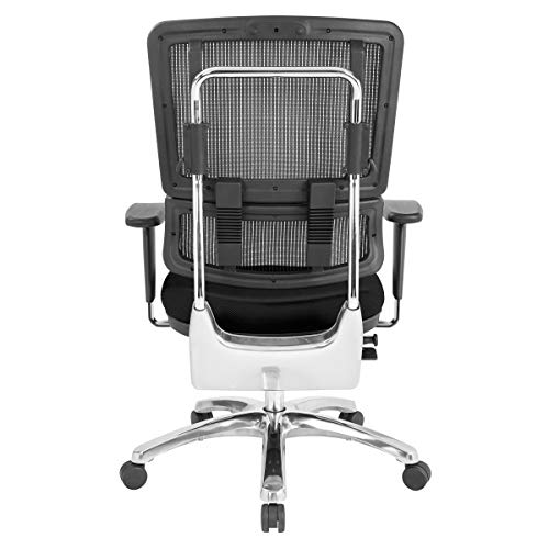 Office Star Pro X996 Manager's Office Chair with Lumbar Support, Black Mesh Back, Aluminum Base
