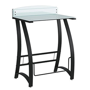 Safco Products 1941TG Xpressions Glass Top Stand-Up Computer Workstation Desk with Swinging Footrest Bar, Black Frame