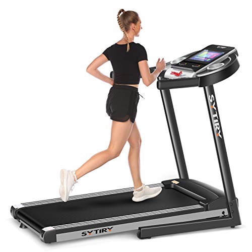 sytiry Treadmill with Large 10" Touchscreen and WiFi Connection, YouTube, Facebook and More, 3.25hp Folding Treadmill, Cardio Fitness Exercise Machine for Walking, Jogging, and Running.