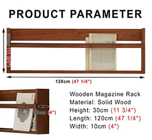 ROYUMI 47" Red-Brown Brochure Holder Rack, Wall Mount Display Stand for Magazines, Books, Newspapers