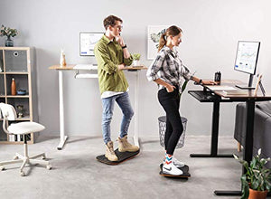 FEZIBO Electric Standing Desk with Drawer, 55 x 24 inches Splice Board | Anti Fatigue Mat Wooden Wobble Balance Board (Medium, Obsidian Black)