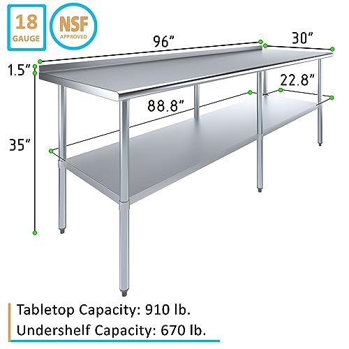 Express KitchQuip Stainless Steel Work Table with Galvanized Undershelf (30"x96")