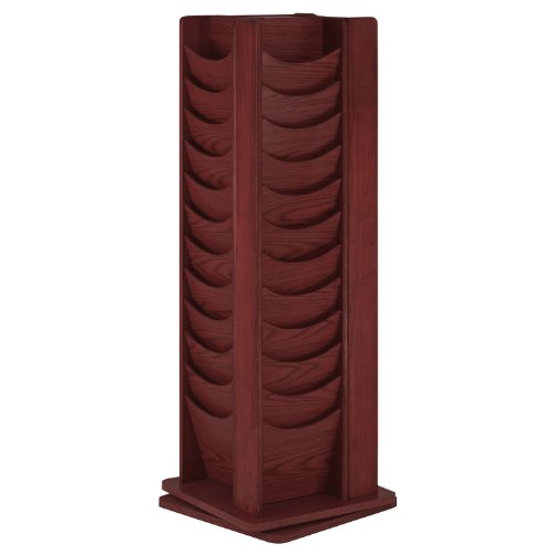 Buddy Products Rotating Display Rack, Solid Oak, 48-Pocket, Mahogany - 16.75 x 49.5 x 16.75 Inches
