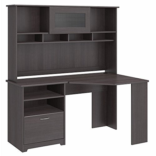 Bush Furniture Cabot Corner Desk with Hutch in Heather Gray