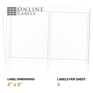 4 x 5 Rectangle Mailing Labels - Permanent, White Matte - Shipping, Wine, Product Labels - Pack of 8,000 Labels, 2,000 Sheets - Inkjet/Laser Printers - Online Labels