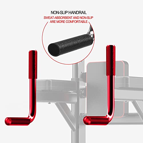 AMZFDC Power Tower Pull Up Bar Dip Station Adjustable Height Strength Training Workout Equipment with Dumbbell Bench for Home Gym