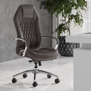 Zuri Furniture Modern Ergonomic Sterling Genuine Leather Executive Chair - Dark Grey