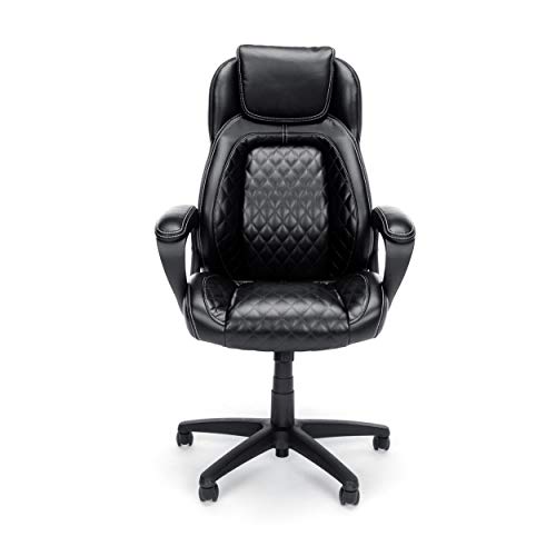 OFM ESS Collection Racing Style SofThread Leather High Back Office Chair, in Black (ESS-6060)