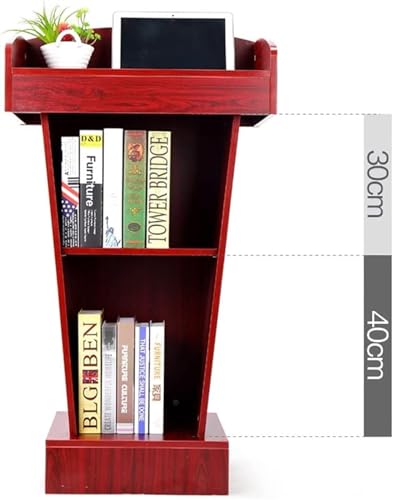 SMuCkS Lectern Podium Wood Floor-Standing with Storage Shelf (White Maple, 108x40x60cm)