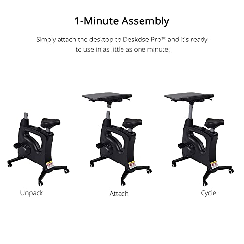 FLEXISPOT Home Office Workstation Upright Stationary Fitness Exercise Cycling Bike Height Adjustable Standing Desk - Deskcise Pro Black