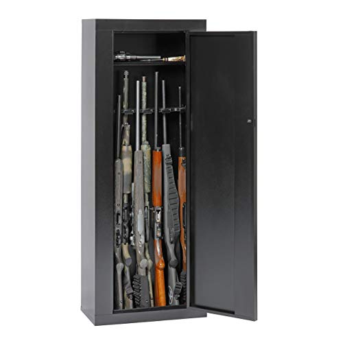 American Furniture Classics Gun Security Cabinet 10 Gun Metal Security Cabinet with 3 Pt. Locking System, Black