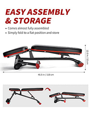 GymCope Decline Bench Adjustable Exercise Bench for Home Gym, Utility Weight Bench Incline Strength Training Bench for Full Body Workout