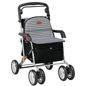 MOWEO Multi-Function Shopping Trolley with Seat and Adjustable Height, Foldable Utility Cart - 83x66cm