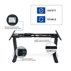GATFUW Dual Motor Heavy Electric Standing Desk Frame Quick Assembly Height Adjustable Desk DIY Workstation with Touch Memory Controller Motorized Stand Up Desk (Black)
