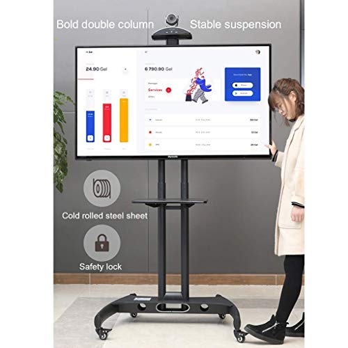 YokIma Mobile TV Stand Cart for 32-75 Inch/ 55-80 Inch Screen, Universal TV Stand with Wheels and Tray, Adjustable and Durable TV Floor Stand