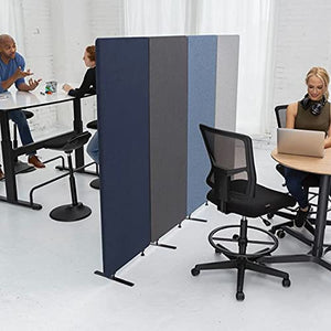 S STAND UP DESK STORE ReFocus Freestanding Noise Reducing Acoustic Room Wall Divider Office Partition (Steel Blue, 72 inch W x 66 inch H, Zippered 3-Pack)