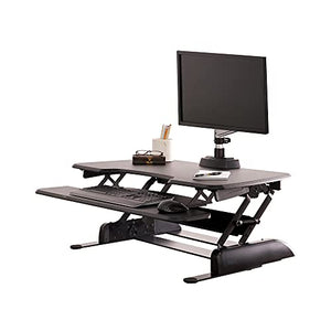 VariDesk Essential 36 - Two-Tier Standing Desk Converter - Home Office Sit to Stand Desk Riser - Height Adjustable with Spring Loaded Lift - No Assembly Required