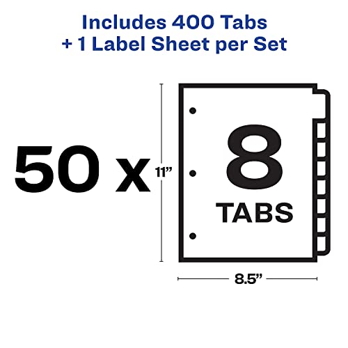 Avery 11557 Index Maker, Laser, Punched, 8-Tabs, 50 St/Bx, 8-1/2-Inch X11-Inch,Cl