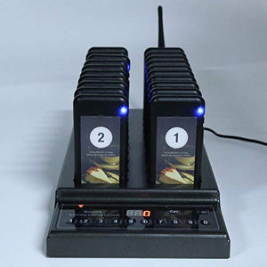 PUSOKEI Wireless Calling System with 40 Pager Buzzers - Dual Host Support 999-Channel (US)