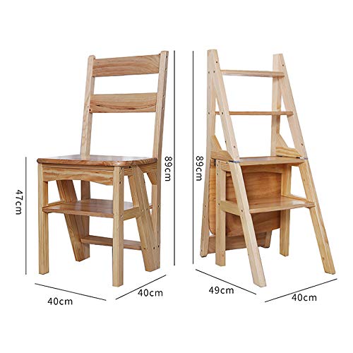 QDY Portable 4 Step Folding Step Stool Ladder Shelf Wood Color 40X40X89CM